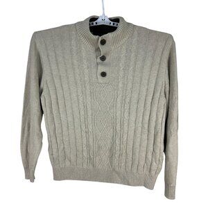 Tricots St Raphael Mens Beige Cable Knit Sweater Size XXL Long Sleeve